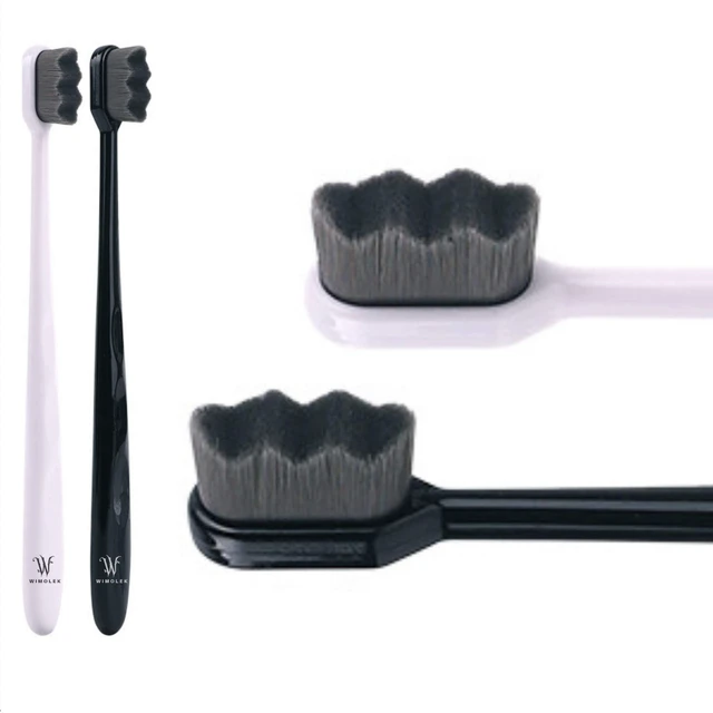 Main image of Extra Soft Toothbrush for Sensitive Gums and Teeth. Micro Nano Toothbrushes with 20,000 Ultra Soft Bamboo Charcoal Bristles. Excellent Cleaning Effect (2 Pack) (Black Wave Bristle)