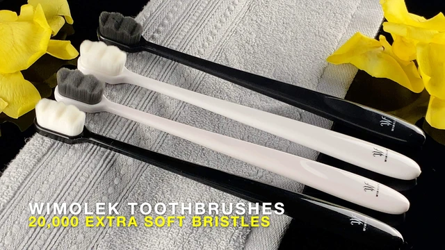 Alt view image 2 of 7 - Extra Soft Toothbrush for Sensitive Gums and Teeth. Micro Nano Toothbrushes with 20,000 Ultra Soft Bamboo Charcoal Bristles. Excellent Cleaning Effect (2 Pack) (Black Wave Bristle)