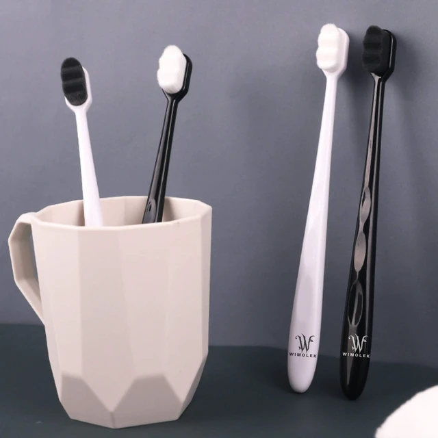 Alt view image 7 of 7 - Extra Soft Toothbrush for Sensitive Gums and Teeth. Micro Nano Toothbrushes with 20,000 Ultra Soft Bamboo Charcoal Bristles. Excellent Cleaning Effect (2 Pack) (Black Wave Bristle)