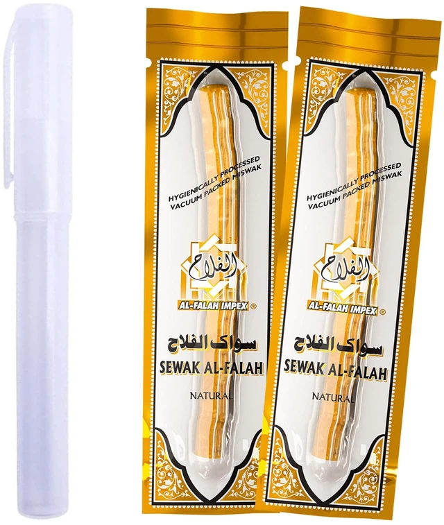 Main image of Natural Miswak Toothbrush - 2 Sticks and 1 Holder - Vacuum Sealed Natural Flavor Traditional Toothbrush Stick - for Healthy Gums & Teeth
