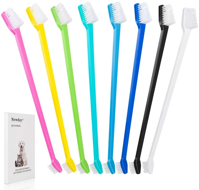 Main image of Dog Toothbrush Set of 8 - Dual Headed, Dental Hygiene Convenient Soft Toothbrush to Clean pet Teeth, Dog Tooth Brushes for Small to Large Dogs, Cats, and Most Pets, Teeth Brush in Bulk