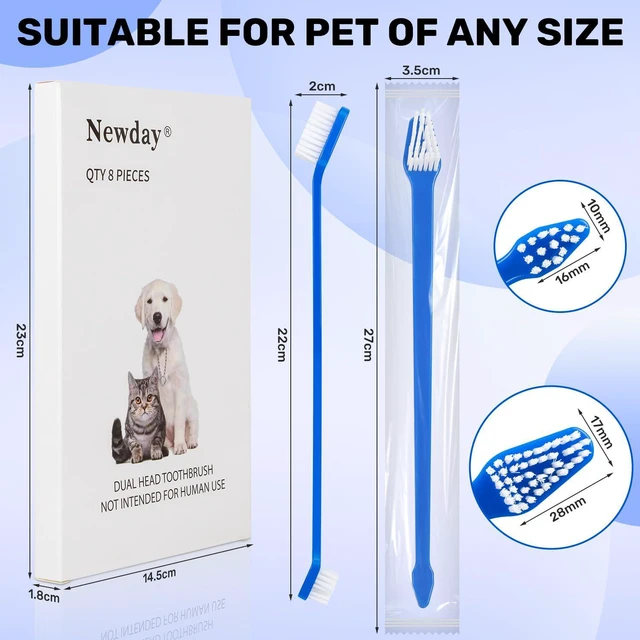 Alt view image 2 of 7 - Dog Toothbrush Set of 8 - Dual Headed, Dental Hygiene Convenient Soft Toothbrush to Clean pet Teeth, Dog Tooth Brushes for Small to Large Dogs, Cats, and Most Pets, Teeth Brush in Bulk