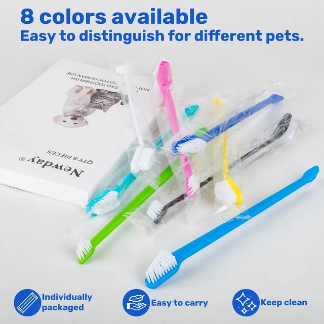 Alt view image 6 of 7 - Dog Toothbrush Set of 8 - Dual Headed, Dental Hygiene Convenient Soft Toothbrush to Clean pet Teeth, Dog Tooth Brushes for Small to Large Dogs, Cats, and Most Pets, Teeth Brush in Bulk