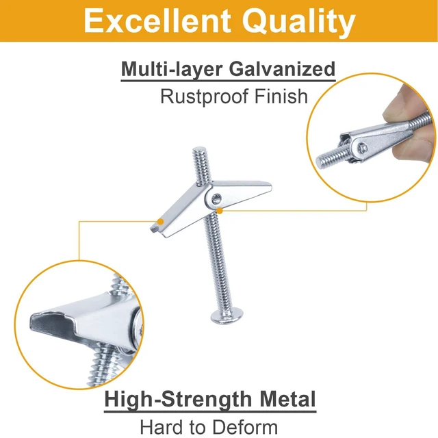 Alt view image 6 of 7 - Drywall Anchors Assortment Kit With Self Drilling Wall Anchors and Heavy Duty Toggle Bolts, Metal/Plastic Dry Wall Anchors for Hanging Picture Art, 164Pcs Butterfly Anchor and Screws for Ceiling