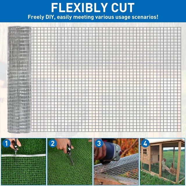 Alt view image 5 of 7 - Cloth,Chicken Wire Fence,1/2 inch 15.7in x 6ft Galvanized Welded Cage Wire for Bird Wire Gopher Wire Rabbit Wire Snake Fence Poultry Netting Cage Screen