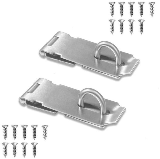 Main image of Door Locks Hasp Latch, 5 Inch Stainless Steel Safety Packlock Clasp Hasp Lock Latch, Extra Thick Gate Lock Hasp with Screws Brushed Finish 2 Pack (5inch)