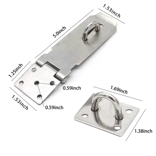 Alt view image 2 of 6 - Door Locks Hasp Latch, 5 Inch Stainless Steel Safety Packlock Clasp Hasp Lock Latch, Extra Thick Gate Lock Hasp with Screws Brushed Finish 2 Pack (5inch)