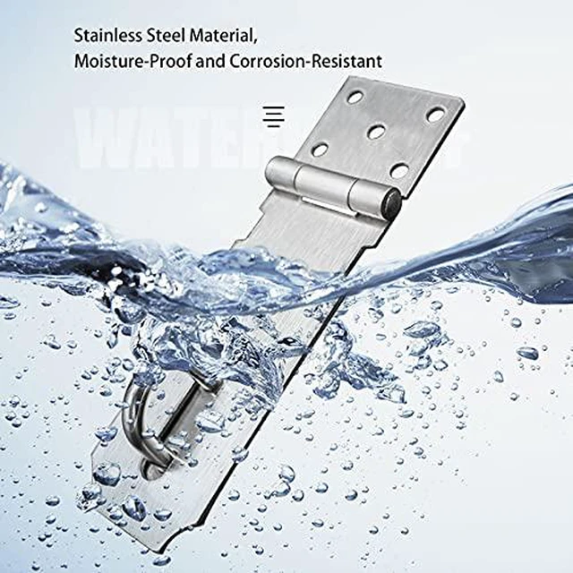 Alt view image 3 of 6 - Door Locks Hasp Latch, 5 Inch Stainless Steel Safety Packlock Clasp Hasp Lock Latch, Extra Thick Gate Lock Hasp with Screws Brushed Finish 2 Pack (5inch)