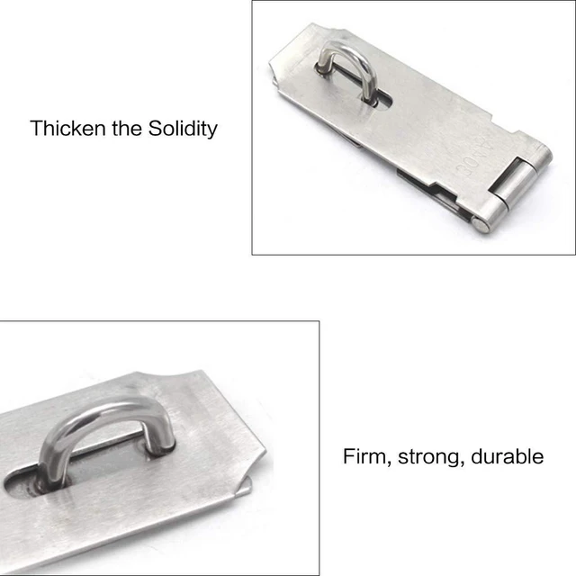 Alt view image 4 of 6 - Door Locks Hasp Latch, 5 Inch Stainless Steel Safety Packlock Clasp Hasp Lock Latch, Extra Thick Gate Lock Hasp with Screws Brushed Finish 2 Pack (5inch)