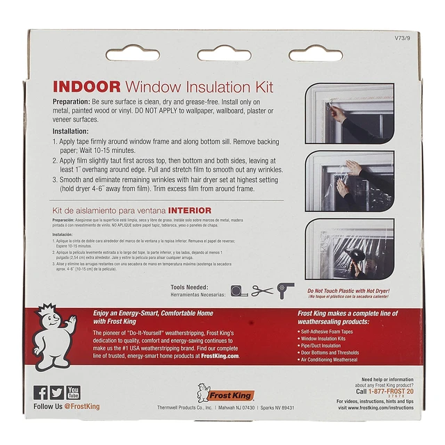 Alt view image 3 of 7 - V73/9H Indoor Shrink Window Kit 42 62-Inch, Clear, 9-Pack
