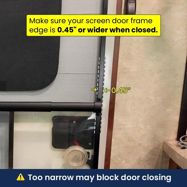 Alt view image 5 of 7 - RV Screen Door Handle,Reinforced Protector Grab Bar for Camper Door | Easy Grip Handle, Adjustable 21.5"-32", Centering Guide Marks, Aluminum Bar with Zinc Alloy Base, Protects Screen Doors-Black