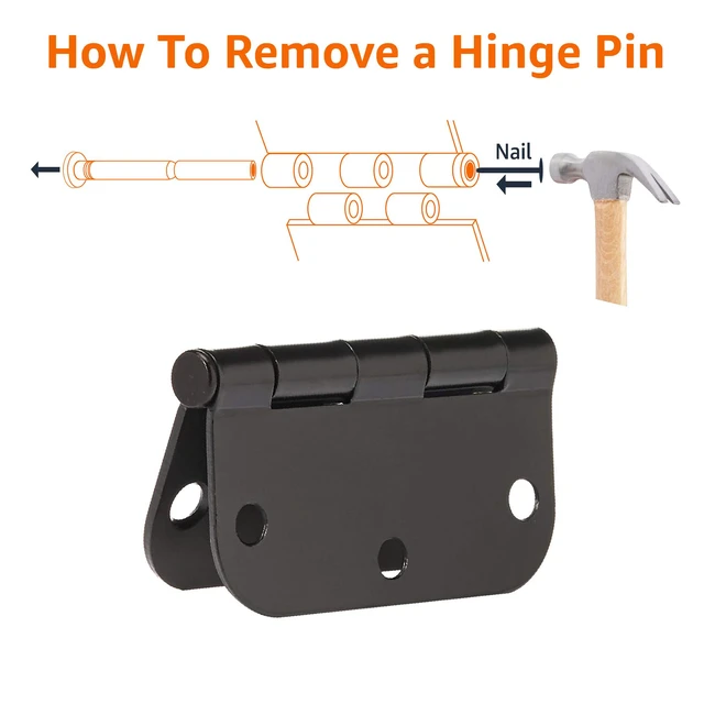 Alt view image 4 of 4 - Sturdy Rounded 5/8 Radius Interior Door Hinges with Included Screws, 3.5" x 3.5", Matte Black, 18-Pack