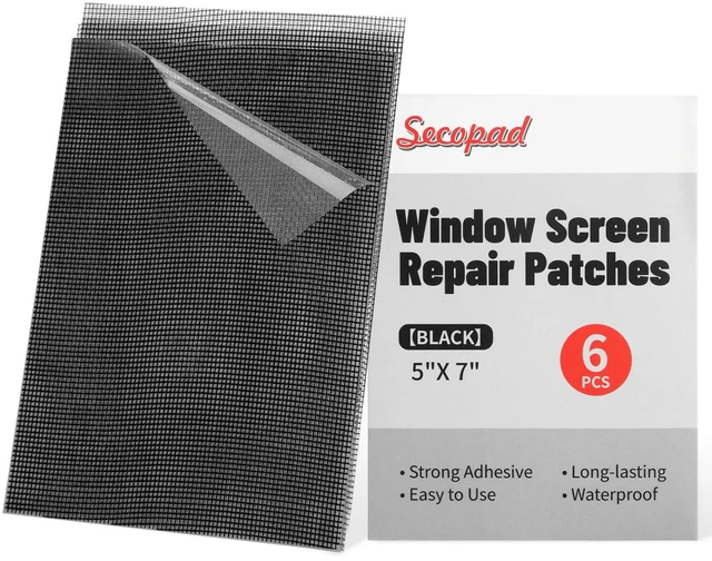 Main image of 6 PCS Screen Patch Tape, 5" X 7" Window Screen Repair Kit, Black | Quick Repair, Strong Adhesive, Easy to Use, For Mesh Window & Door, Cuttable Fiberglass, No Tools Needed