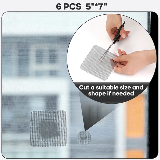 Alt view image 4 of 7 - 6 PCS Screen Patch Tape, 5" X 7" Window Screen Repair Kit, Black | Quick Repair, Strong Adhesive, Easy to Use, For Mesh Window & Door, Cuttable Fiberglass, No Tools Needed