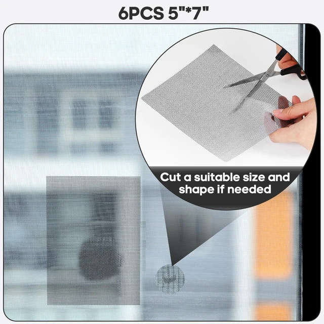 Alt view image 7 of 7 - 6 PCS Screen Patch Tape, 5" X 7" Window Screen Repair Kit, Black | Quick Repair, Strong Adhesive, Easy to Use, For Mesh Window & Door, Cuttable Fiberglass, No Tools Needed