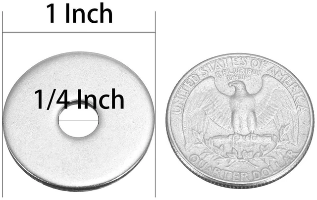 Alt view image 2 of 3 - 1/4" x 1" Stainless Fender Washer,18-8 (304) Stainless Steel Flat Washer,1/4" ID x 1" OD x 0.078" Thick(40Pcs)