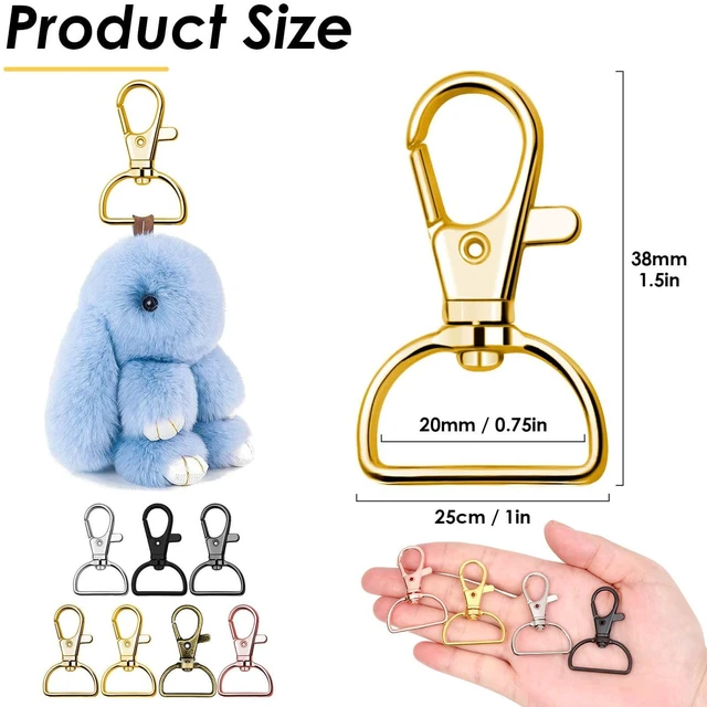 Alt view image 4 of 7 - Swivel Clasp Hooks, Anezus 80Pcs Key Chain Clip Hooks, D Ring Clip Lanyard Hardware for Keychain Making, Lanyard Making, Purse Hardware, DIY Craft (3/4 Inside Width)