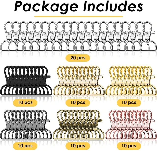 Alt view image 5 of 7 - Swivel Clasp Hooks, Anezus 80Pcs Key Chain Clip Hooks, D Ring Clip Lanyard Hardware for Keychain Making, Lanyard Making, Purse Hardware, DIY Craft (3/4 Inside Width)
