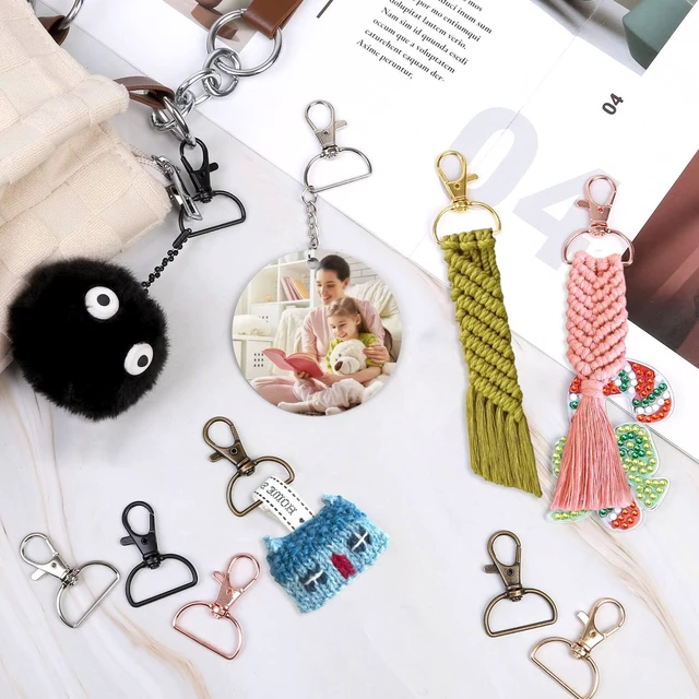 Alt view image 7 of 7 - Swivel Clasp Hooks, Anezus 80Pcs Key Chain Clip Hooks, D Ring Clip Lanyard Hardware for Keychain Making, Lanyard Making, Purse Hardware, DIY Craft (3/4 Inside Width)