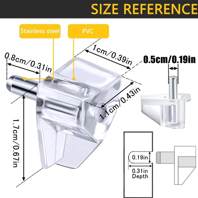 Alt view image 2 of 7 - 5 Millimeters Shelf Support PegSupport Cabinet Shelf PinsClear Plastic Replacement Peg Cabinet Shelf Supports Pins for Kitchen Furniture Book Shelves Shelf Holder Locking Pins (20 Pieces)