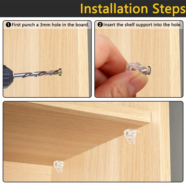 Alt view image 4 of 7 - 5 Millimeters Shelf Support PegSupport Cabinet Shelf PinsClear Plastic Replacement Peg Cabinet Shelf Supports Pins for Kitchen Furniture Book Shelves Shelf Holder Locking Pins (20 Pieces)