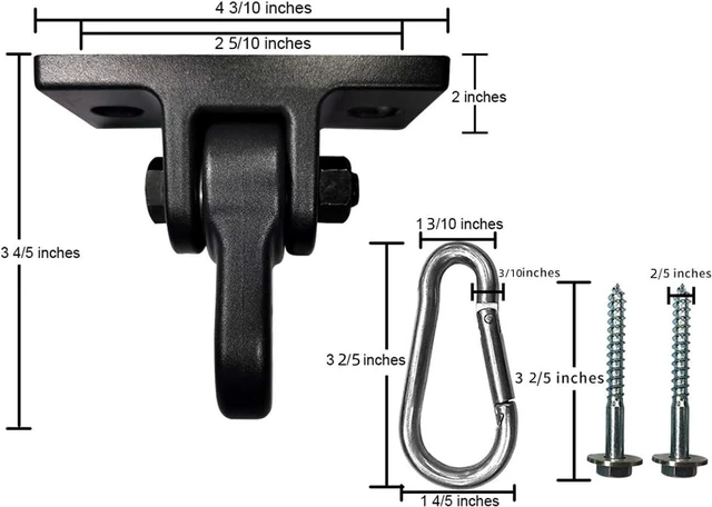 Alt view image 3 of 6 - Heavy Duty Black Swing Hangers Screws Bolts Included Over 5000 lb Capacity Playground Porch Yoga Seat Trapeze Wooden Sets Indoor Outdoor 2 Pack