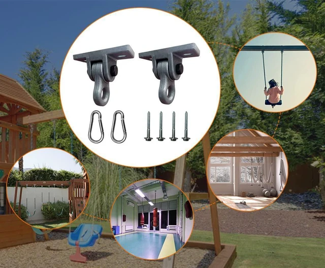 Alt view image 4 of 6 - Heavy Duty Black Swing Hangers Screws Bolts Included Over 5000 lb Capacity Playground Porch Yoga Seat Trapeze Wooden Sets Indoor Outdoor 2 Pack