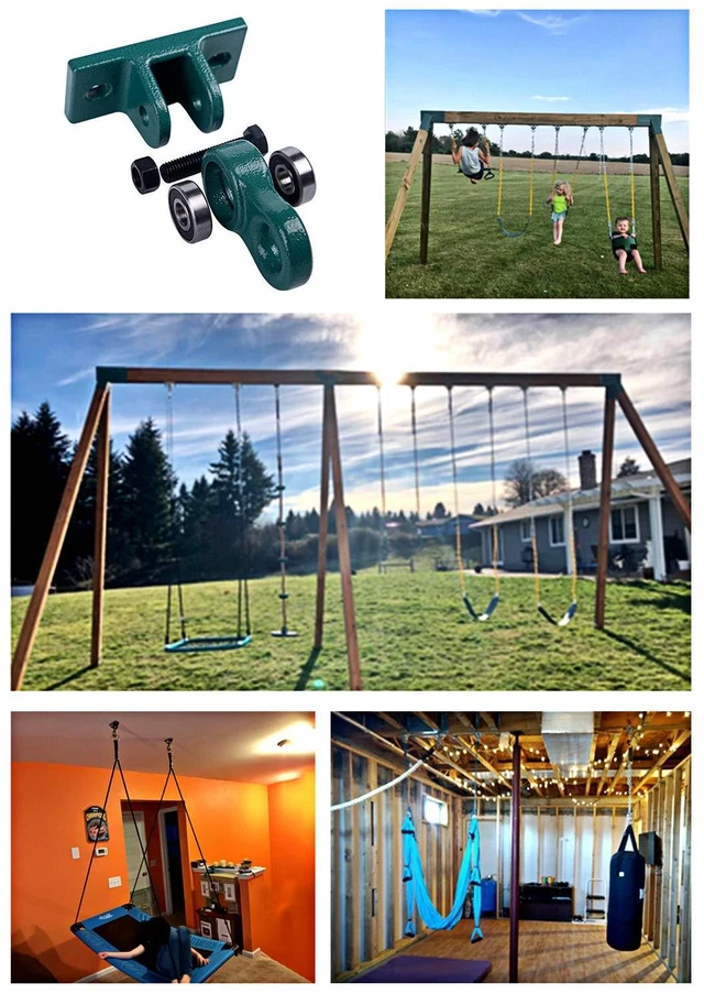 Alt view image 6 of 6 - Heavy Duty Black Swing Hangers Screws Bolts Included Over 5000 lb Capacity Playground Porch Yoga Seat Trapeze Wooden Sets Indoor Outdoor 2 Pack