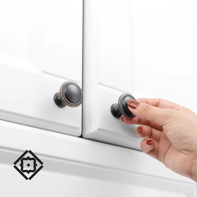 Alt view image 3 of 7 - 10 Pack Oil Rubbed Bronze Cabinet Knobs Pull Round Single Hole 1960 | Solid Hardware, Sturdy, Comfortable Grip, Brushed Bronze Kitchen Cabinet Drawer Knobs, for Dresser Cupboard Bedroom Bathroom