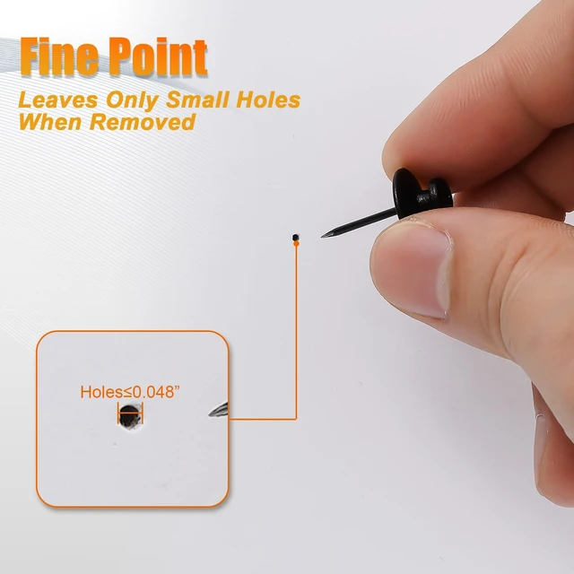 Alt view image 3 of 7 - 60Pcs Metal Thumb Tacks for Wall, Heavy Duty Picture Hanging Nails | Push Pins for Bulletin & Cork Boards, Double Headed Thumbtacks for Bathroom, Living Room, Office & Wall Art Decor - Black