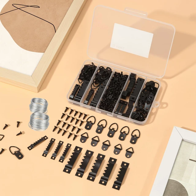 Alt view image 7 of 7 - 251Pcs Picture Hanging Kit, Dual-Size Heavy Duty Picture Hanging Hardware | 50 Sawtooth Picture Hangers + 50 D Rings + 150 Screws + Screwdriver, Wall Hanging Kit for Artwork Frame Canvas Mirror Clock