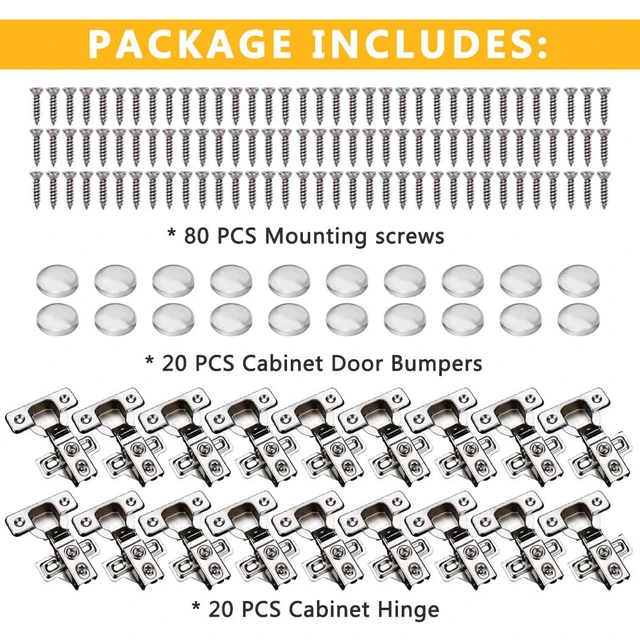 Alt view image 7 of 7 - 20 Pack Soft Close Cabinet Door Hinges for 1/2 Inch Overlay Cupboard, 105 Degree Opening Angel, Stainless Concealed Kitchen Cabinet Hinges with Mounting Screws, Manual and Door Bumpers