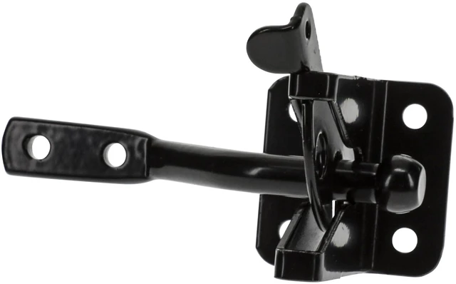 Main image of Automatic Gate Latch, 4 in Strike, Steel, Black | Self-Latching on Close for Outswing Farm Gates and Animal Pens; Padlockable, Left or Right Hand Mounting