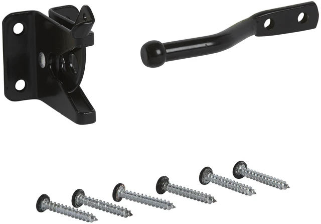 Alt view image 4 of 6 - Automatic Gate Latch, 4 in Strike, Steel, Black | Self-Latching on Close for Outswing Farm Gates and Animal Pens; Padlockable, Left or Right Hand Mounting