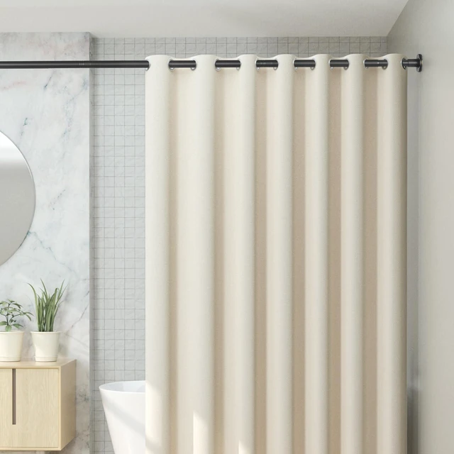 Alt view image 7 of 7 - 1" Heavy Duty Black Shower Curtain Rod 31 to 80 Inch,Adjustable | Stainless Steel Tension Curtain Rod Non slip, No Drill Shower Rods for Bathroom,Easy Install