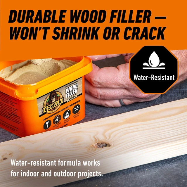 Alt view image 5 of 6 - All Purpose Wood Filler, Natural Finish, 16 Ounce Tub (Pack of 2) - Water Resistant for Indoor or Outdoor Projects and Repairs