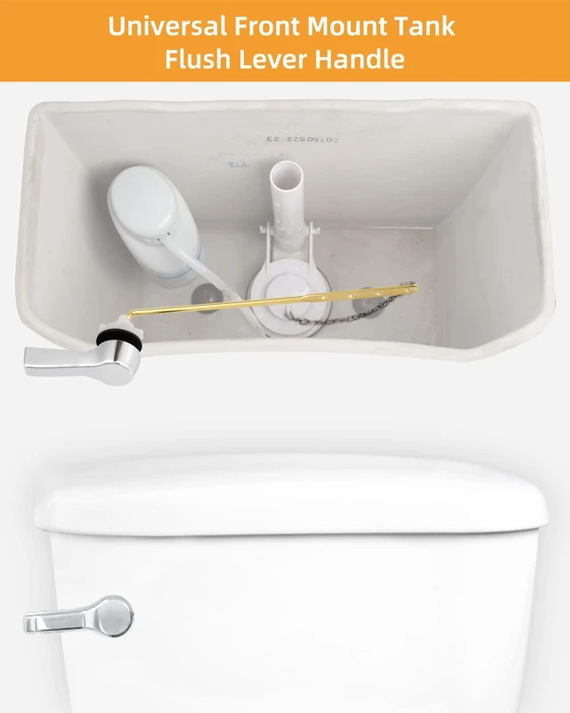 Alt view image 5 of 7 - Universal Metal Front Mount Toilet Handle Replacement Kit, Chrome | Toilet Bowl Flush Handle with Solid Brass Toilet Flush Tank Lever, Stainless Steel Flapper Chains for Most Toilet Tanks