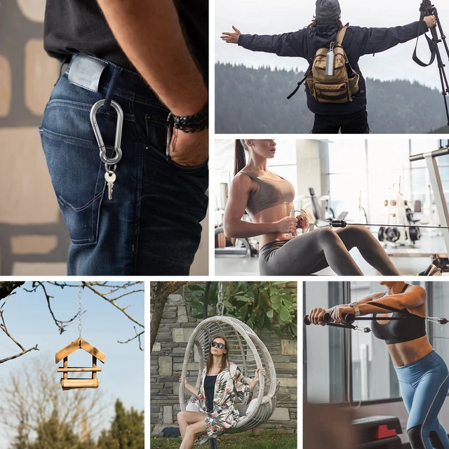 Alt view image 4 of 6 - Small Carabiner Clip Hooks, 10pcs 1.57 inch Carabiners Heavy Duty, 304 Stainless Steel Spring Snap Hook Fits Camping Hiking, Metal Clips for Rope Chain Keychain Keys Rings