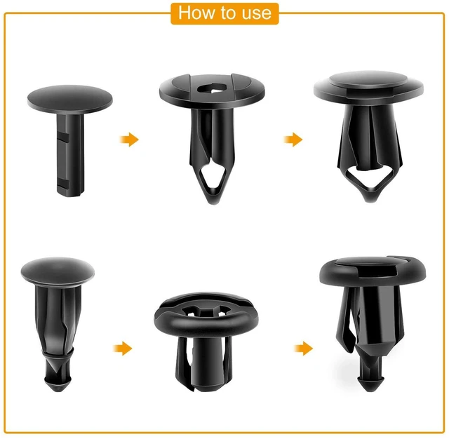 Alt view image 2 of 7 - Universal Plastic Fender Clips,200 Pcs Push Bumper Fastener Rivet Clips with 6 Size Auto Body Retainer Clips Bumpers,Car Fender Replacement for GM, Ford & Ch, GRC-47
