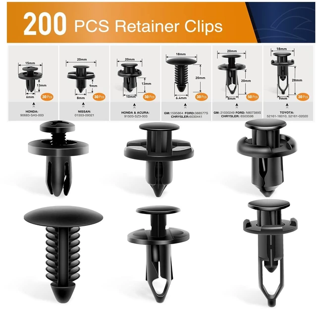 Main image of Universal Plastic Fender Clips,200 Pcs Push Bumper Fastener Rivet Clips with 6 Size Auto Body Retainer Clips Bumpers,Car Fender Replacement for GM, Ford & Ch, GRC-47