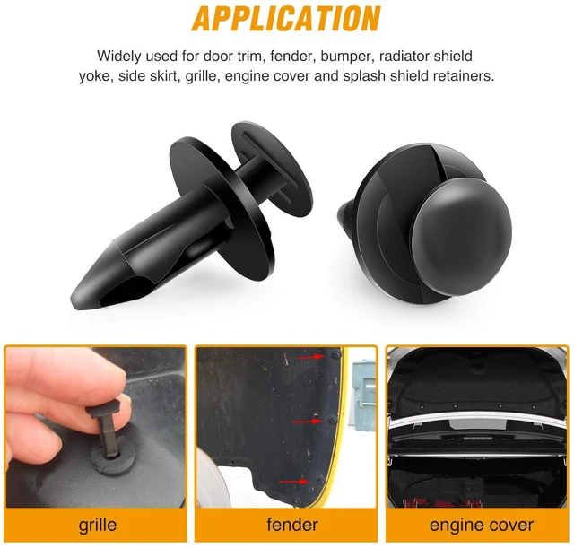 Alt view image 4 of 7 - Universal Plastic Fender Clips,200 Pcs Push Bumper Fastener Rivet Clips with 6 Size Auto Body Retainer Clips Bumpers,Car Fender Replacement for GM, Ford & Ch, GRC-47