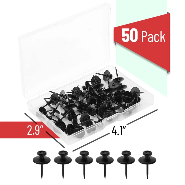 Alt view image 2 of 7 - - Double Headed Picture Hanging Nails, 50 Pack, Black | Push Pins for Wall, Small Picture Frame Hangers for Drywall Cork Board, Home Office, Photo Decorations