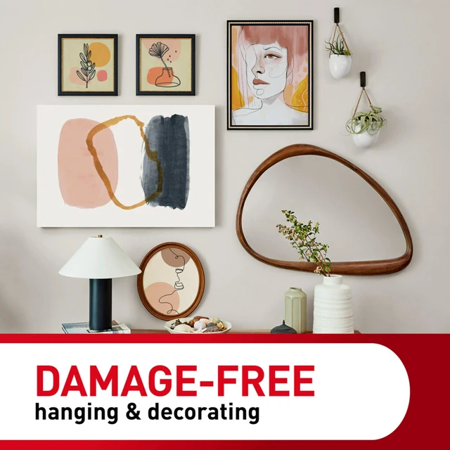 Alt view image 6 of 7 - 8 lb Universal Hangers, 3 Hangers, 8 Strips | Universal Hangers for Sawtooth, D-Ring, Wire, Keyhole and Other Frames, Damage-Free Hanging for Home Décor