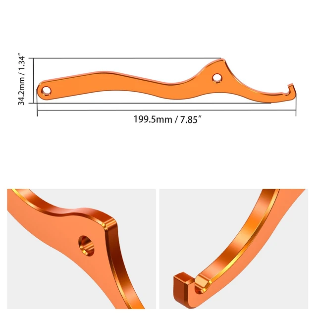 Alt view image 5 of 7 - Shock Absorber Wrench WP Shock Motorcycle Orange | Compatible with KTM 2016-2022 125-450 SX SX-F XC XC-F,2017-2022 125-500 ALL ENDURO models