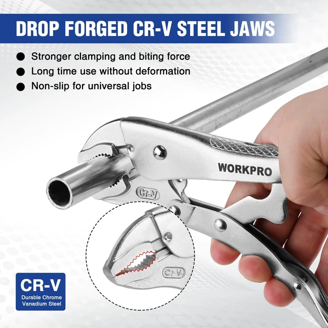 Alt view image 2 of 7 - Locking Pliers, 10-inch Curved Jaw Vice Grips pliers | Chromium-Vanadium Steel Locking Pliers with Wire Cutter, Locking Adjustable Vise Grips for Clamping Twisting Welding