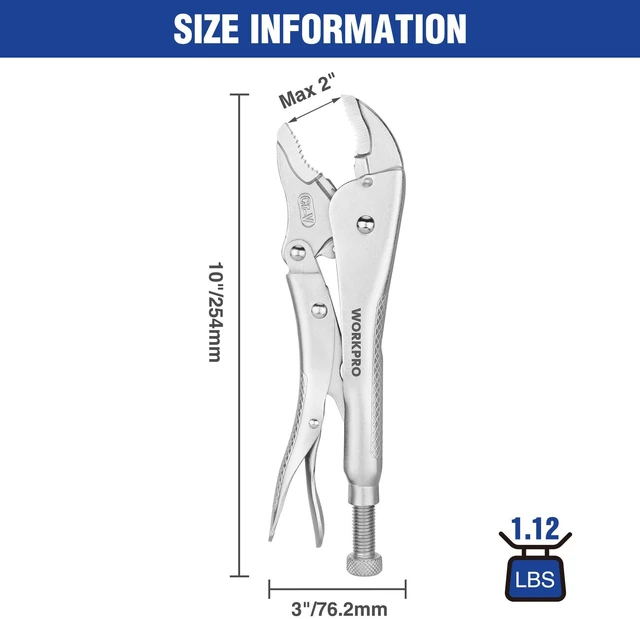Alt view image 4 of 7 - Locking Pliers, 10-inch Curved Jaw Vice Grips pliers | Chromium-Vanadium Steel Locking Pliers with Wire Cutter, Locking Adjustable Vise Grips for Clamping Twisting Welding