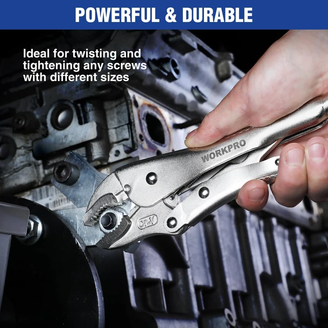 Alt view image 6 of 7 - Locking Pliers, 10-inch Curved Jaw Vice Grips pliers | Chromium-Vanadium Steel Locking Pliers with Wire Cutter, Locking Adjustable Vise Grips for Clamping Twisting Welding
