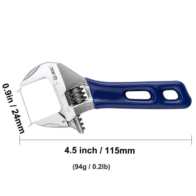 Alt view image 2 of 7 - Stubby Adjustable Wrench with Wide Opening,Mini Adjustable Wrench Spanner with Short Handle, Chrome Vanadium Steel Forged - 4 inch
