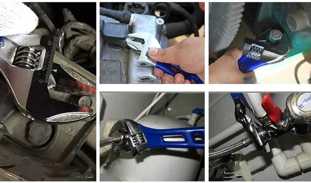 Alt view image 7 of 7 - Stubby Adjustable Wrench with Wide Opening,Mini Adjustable Wrench Spanner with Short Handle, Chrome Vanadium Steel Forged - 4 inch