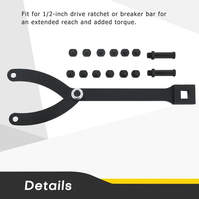 Alt view image 5 of 6 - Variable Pin Spanner Wrench | 15PCS Adjustable Cylinder Spanner Wrench Set,1/2" Drive Ratchet Fan Clutch Pully Holder Wrench Tool Kit for Cars, Motorcycles